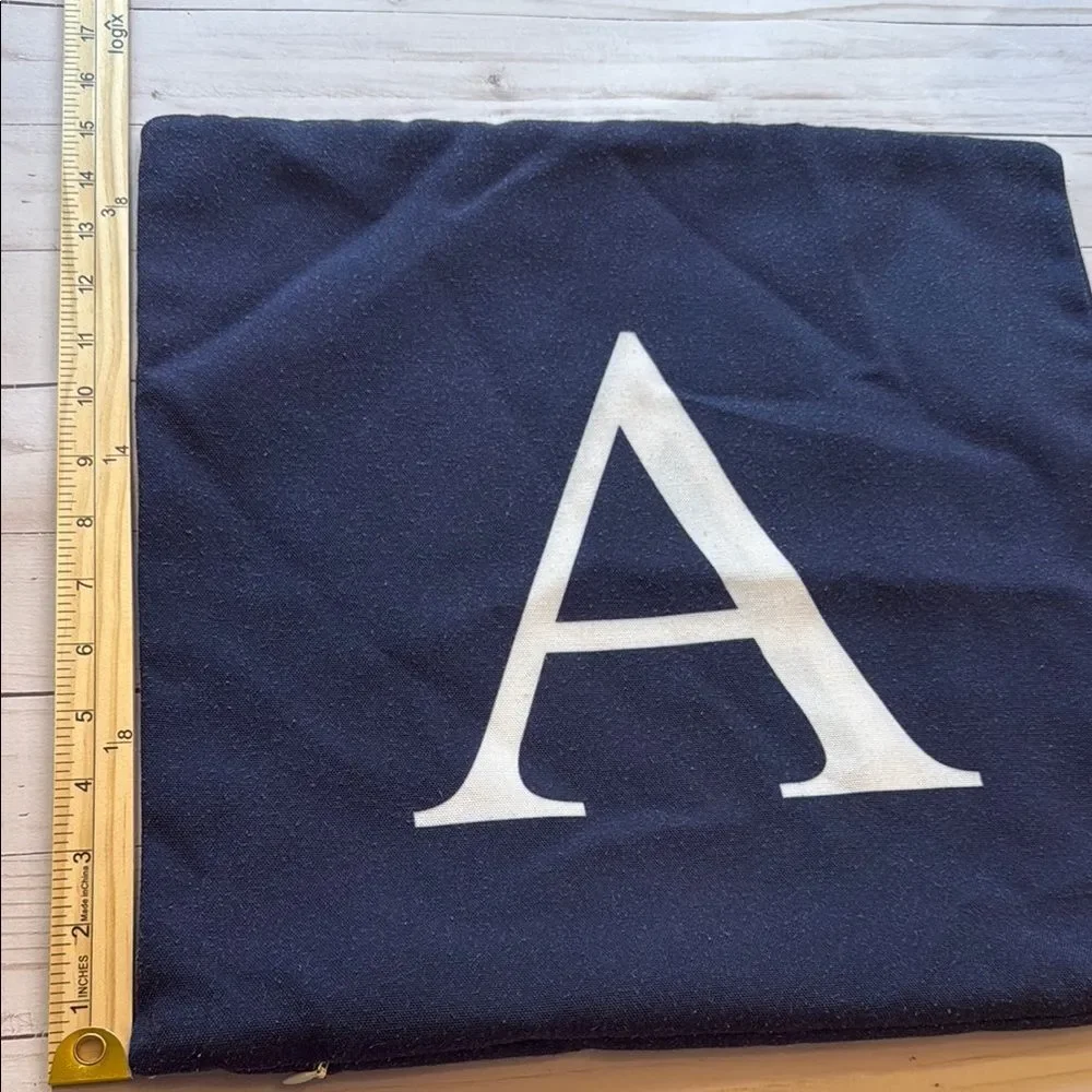 Monogrammed Navy Blue Pillow Cushion Cover with White Letter A